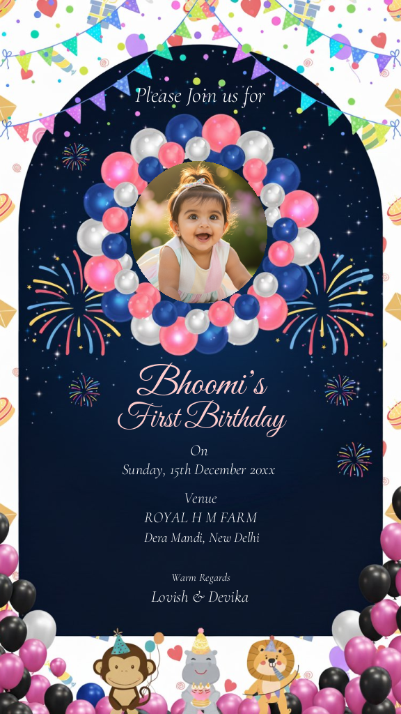 First Birthday Invitation E-Card