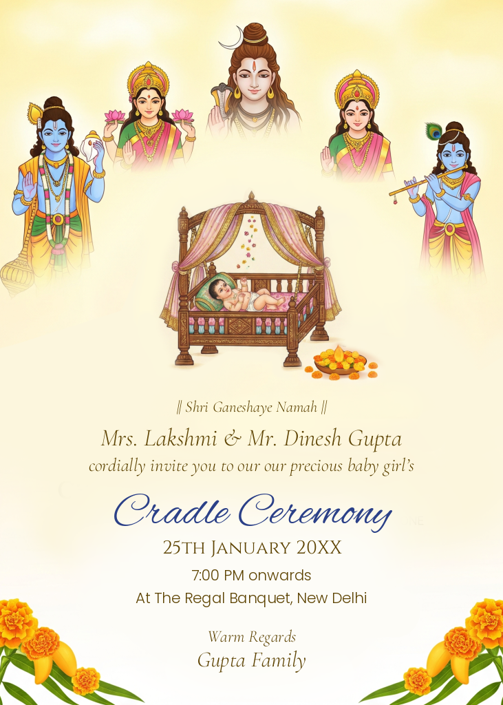 Traditional Cradle Ceremony E-Card for Baby Girl