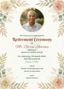 Retirement Digital Invitation with Floral Frame & Photo