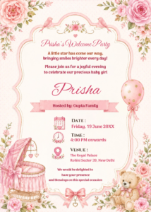 Floral Baby Girl Welcome Party Invitation
