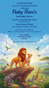 Birthday Invitation – Lion King Jungle Theme Digital E-Card