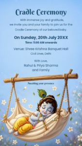 Cradle Ceremony Invitation E-Card | Baby Krishna Theme