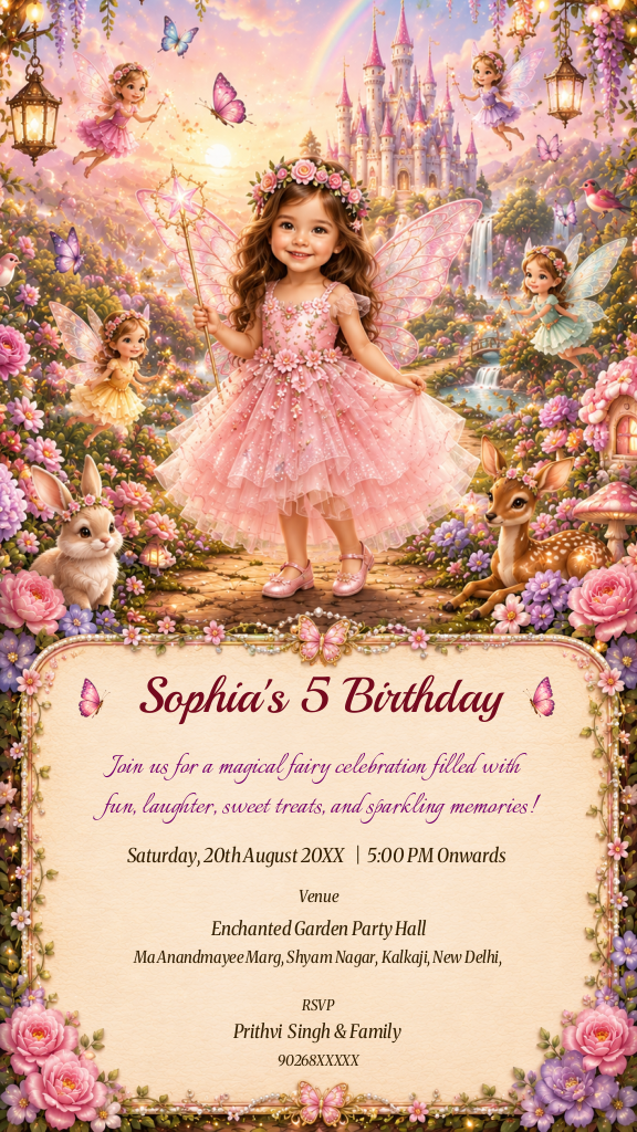 Magical Fairy Tale Photo Invitation for Birthday Girl