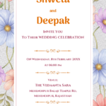 Floral watercolor Indian wedding invitation e-card with elegant botanical border