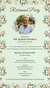 Retirement Digital Invitation with Sage Floral Border