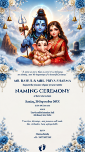 Naming Ceremony Digital Invitation with Shiva Parvati Artwork