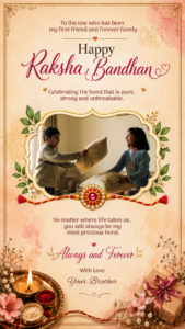 Happy Raksha Bandhan Wishes Card with Custom Photo Upload