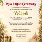 Kuan Pujan digital invitation with traditional stone well and marigold garlands