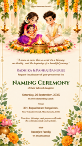 Naming Ceremony Digital Invitation with Havan Floral Design